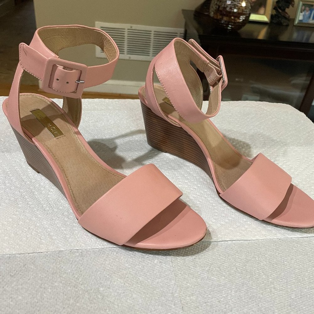 Louise et Cie Pink Leather Wedge Sandals